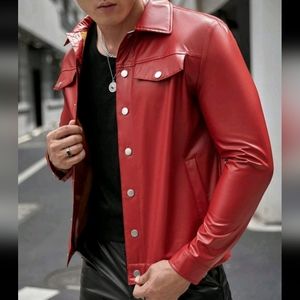 NEW! PLEATHER JACKET RED SIZE LARGE
